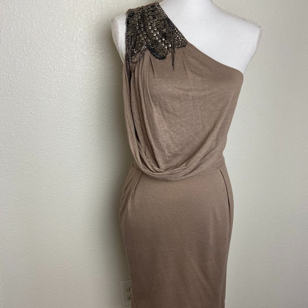 Caribbian Queen Dress One shoulder Chains Tencel Sz S